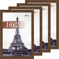 VCK 16x24 Poster Frame Set of 4 - Brown, Gallery-Quality Wood Picture Frames, 1.1-Inch Wide Border, Polished Plexiglass, Vertical or Horizontal Wall Display for Photo/Art/Prints, Brown