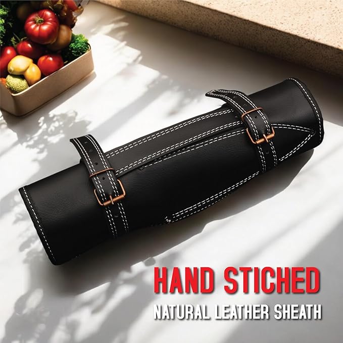 5 PCS Handmade Kitchen Chef Knife Set Hand Forged High Carbon Steel Blade Wengiwood Handle With Leather Bag Kit set included (Chef, Cleaver, Butcher, Paring, Fillet knife, Utility Knife) (Wengi Wood)