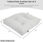 FUNHOME Outdoor Chair Cushions 19 x19 Inch,Water Resistant Tufted Seat Cushions 19",Reversible,Weather Resistant,Rounded Back Wicker Chair Cushion for Patio Garden Furniture(Cloud Gray)