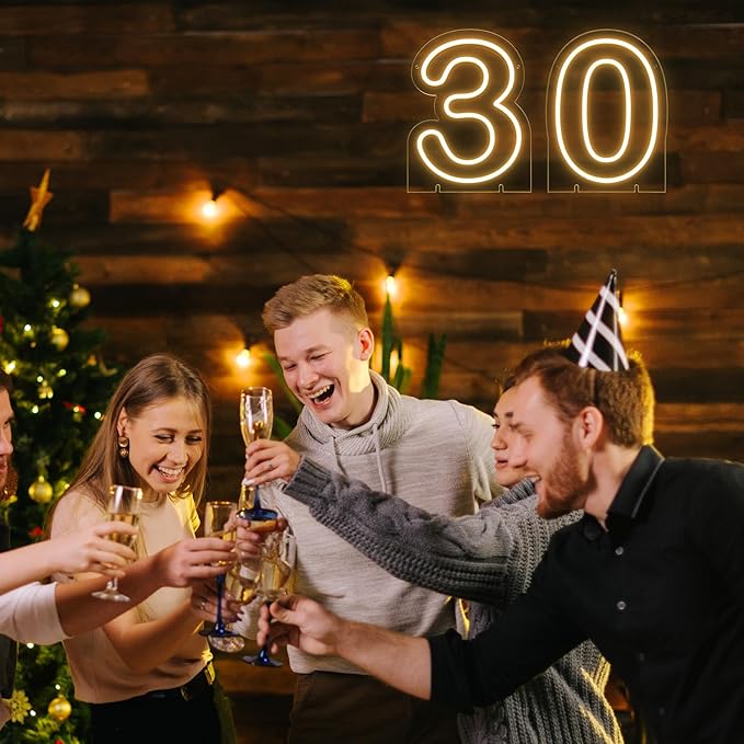 Number 0 LED Neon Sign Backdrop Birthday Party Decoration, 11.3" Height Warm White Marquee Number Zero Light Up Sign for Wedding Anniversary Window Wall Table, Indoor Battery Operated or USB