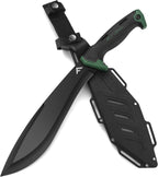 FLISSA Machete, 11'' Fixed Blade Camp Knife, Bolo Machete for Clearing Brush, Patented Shock Absorbing Air Tech Handle, Ideal for Gardening, Bushcraft and Outdoor, Molded Sheath Included