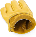 DULFINE Cowhide Leather Work Gloves for Men & Women, Reinforced Durable Gardening Gloves, Puncture & Cut Resistant