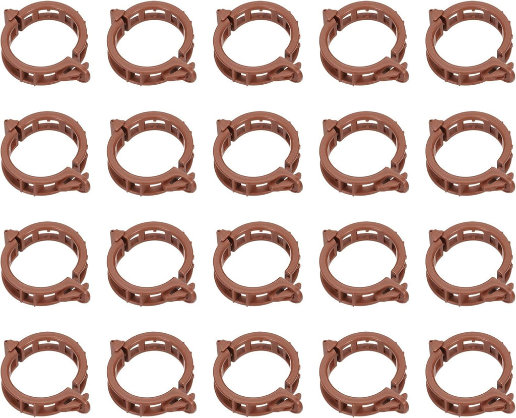 MECCANIXITY 300 Pcs Garden Plant Clips Fixing Clips Brown 30mm Adjusting Plant Lever Loop Clips for Supporting Flower Vine Vegetables Climbing Plant Plant Stems