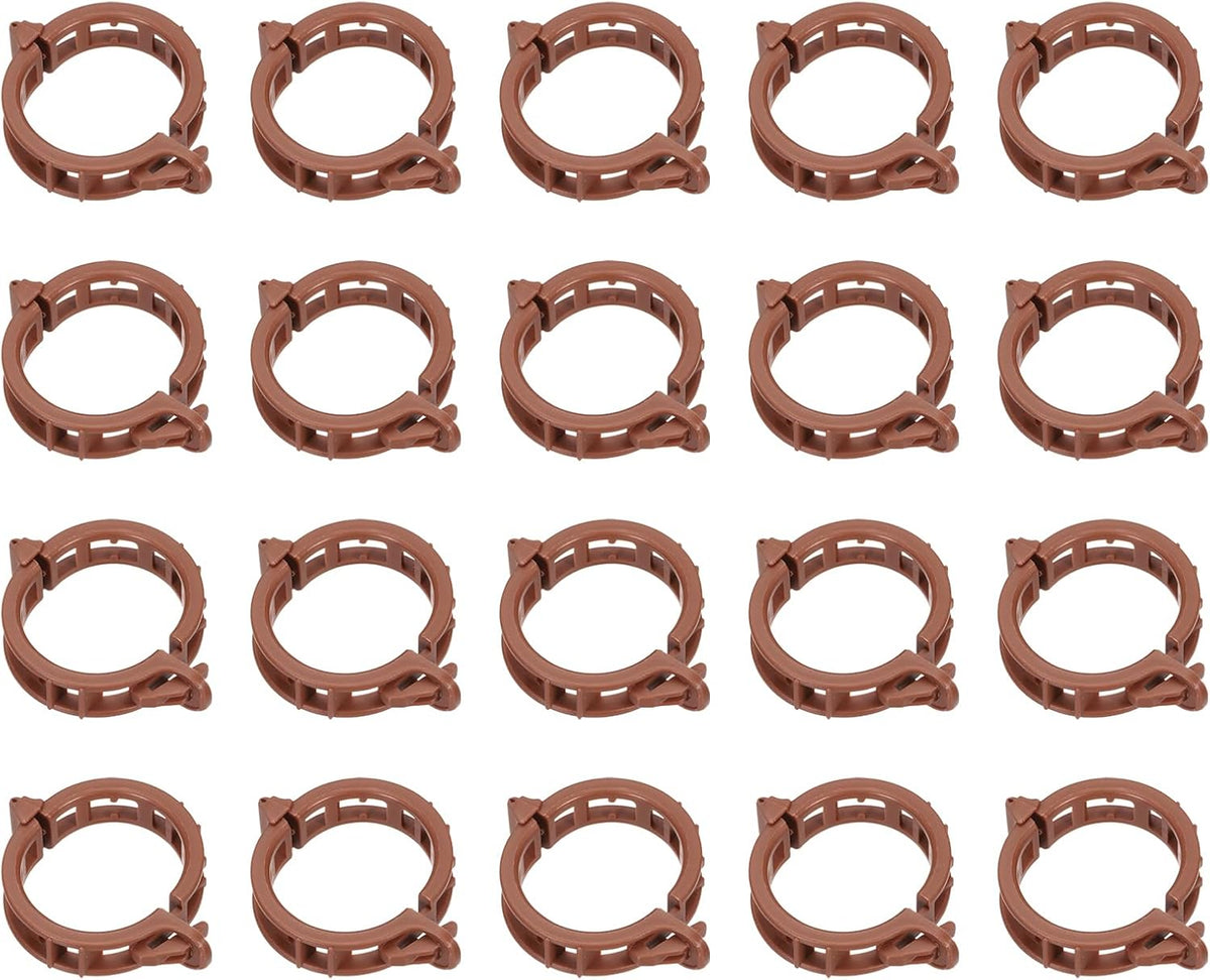 MECCANIXITY 300 Pcs Garden Plant Clips Fixing Clips Brown 30mm Adjusting Plant Lever Loop Clips for Supporting Flower Vine Vegetables Climbing Plant Plant Stems