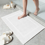 DAN RIVER Classic Bath Mat - White, 100% Ring Spun Cotton, Pack of 2, 21x34 inches, 800 GSM, Non-Slip, Absorbent, Quick Drying, Machine Washable Bathroom Floor Mats for Shower, Kitchen & Bath