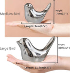 FANTESTICRYAN Small Birds Statues Gold Home Decor Modern Style Figurine Decorative Ornaments for Living Room, Bedroom, Office Desktop, Cabinets (M&L, Silver)