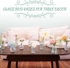 Bud Vases Set of 12, Iridescent Glass Vase for Decor Centerpieces, Small Vases for Flowers, Clear Irised Flower Vase Ribbed Modern Bud Vases in Bulk, Colorful Vases for Wedding Party Table Decoration
