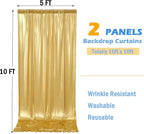 10ft x 10ft Gold Sequin Backdrop Curtain for Parties, Wrinkle Free Thick Glitter Photo Backdrop Drapes 2 Panels 5x10FT Shimmer Back Drop Cloth Shiny Fabric for Wedding Birthday Photography Background