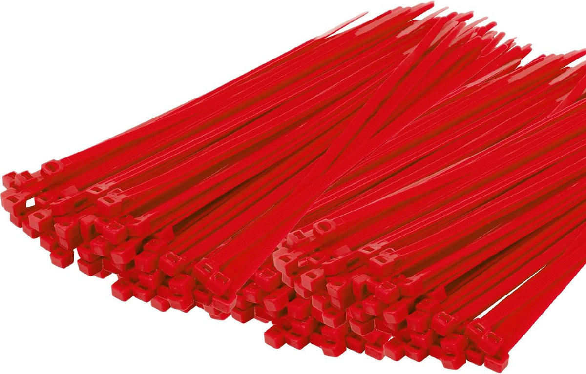 14 Inch Zip Ties Red 1000 PCS, 40 Lbs- Heavy Duty Tensile Strength, Nylon PA66 UV Resistant Cable Ties for Indoor and Outdoor Use - Ideal for object bundling and fastening