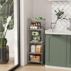 Small 5 tire Shelves Storage Wire Shelving Unit Metal Shelf Adjustable Organizers Storage Shelving for Bathroom Laundry Room Kitchen Pantry10”D x 16”W x 55”H Silver