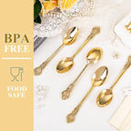 150PCS Gold Plastic Spoons - Gold Spoons Disposable - 8.1 Inch Heavy Duty Plastic Silverware - Heavyweight Elegant Disposable Utensils for Catering, Parties, Dinners, Weddings