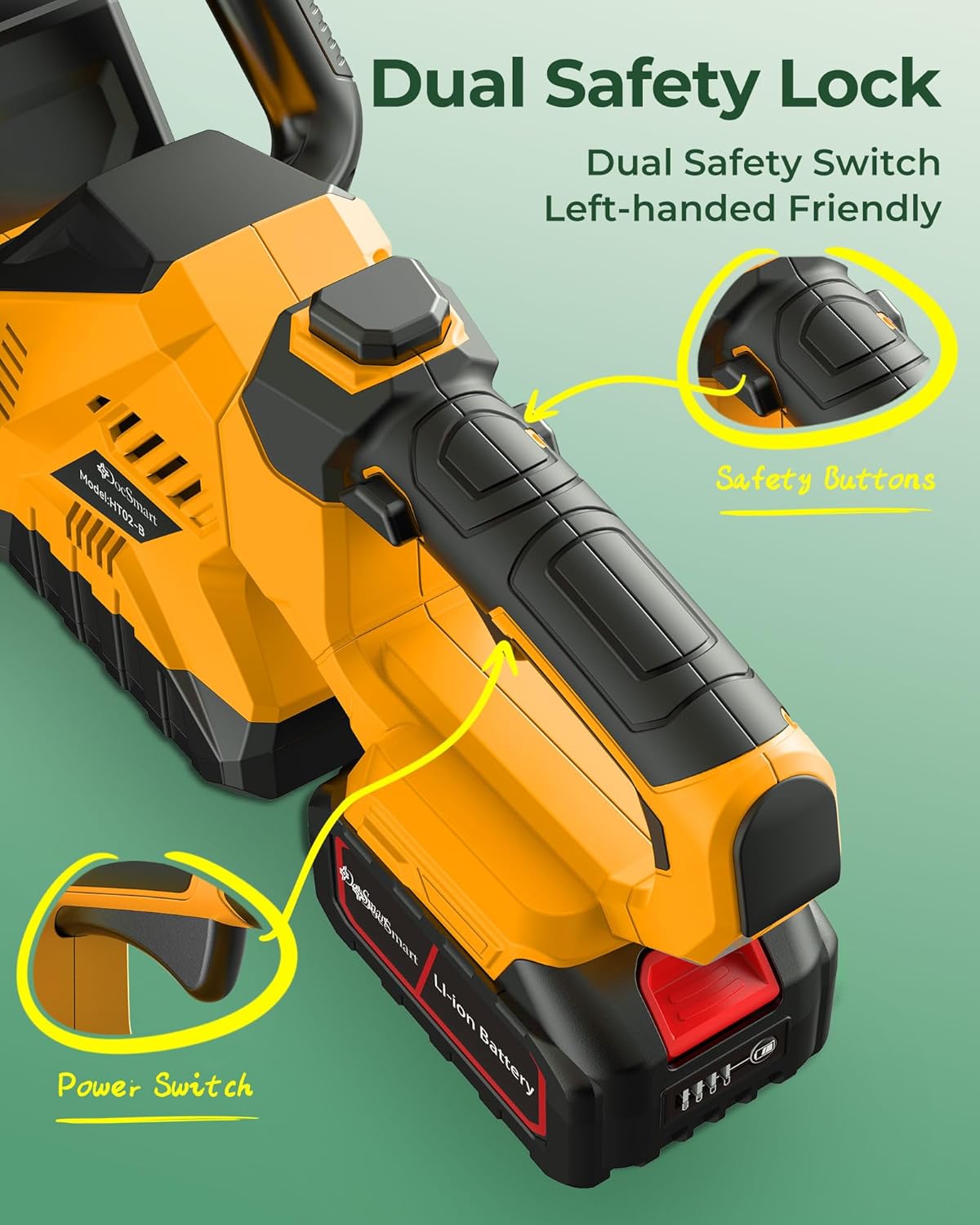 20'' Hedge Trimmer Cordless with 2pcs 4000mAh Battery, Electric Handheld Bush Clipper with Rechargeable Batteries, 3000RPM 180° Rotatable Head, 2/3'' Blade Gap, Yellow