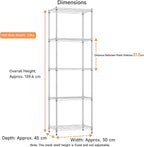 IZEUK 5 Tier Metal Wire Shelf Unit, Chrome Storage Rack Organizer for Kitchen, Bedroom, Living Room or Laundry Room, 17.7" W x 11.8" D x 55.0" H