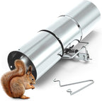 Qualirey Stainless Steel Tube Squirrel Trap Rust Resistant Trap 4.5'' in Diameter with a Setting Tong for Backyards Patios Gardens, Safe and Effective Pest Control Commercial and Residential Use 15''