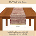 Chardin home Natural Jute Table Runner 13x72 Inch – Vintage Boho Rustic Table Decor – Handwoven Table Runner in Natural Jute and Red – Farmhouse Dining or Console Table Accent