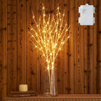 Hairui Lighted Artificial Twig Birch Branch with Fairy Lights 30IN 100 LED Battery Operated, White Willow Branch with Lights for Christmas Holiday Wedding Party Decoration