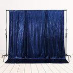 SquarePie Sequin Backdrop Not See Through Thick Background Glitter Curtain for Party 10FT x 10FT Navy Blue