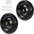 13" Tire Compatible with Gorilla Cart, 4.00-6 Flat Free Solid Tire and Wheel (Solid Polyurethane) for Wagon,Wheelbarrow,Yard Trailers-5/8" Bearings,Offset Hub 2.1" (2 Pack)