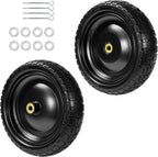 13" Tire Compatible with Gorilla Cart, 4.00-6 Flat Free Solid Tire and Wheel (Solid Polyurethane) for Wagon,Wheelbarrow,Yard Trailers-5/8" Bearings,Offset Hub 2.1" (2 Pack)