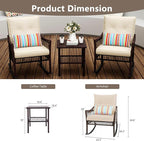 3 Pieces Patio Furniture Set, Outdoor Rocking Chairs Set of 2, Wicker Cushioned Patio Rocker with Side Table for Porch, Garden, Poolside & Deck, Beige