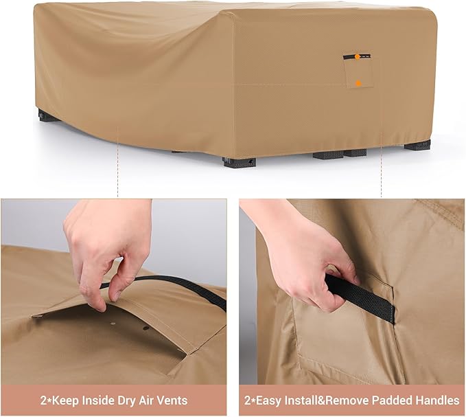Mrrihand Heavy Duty Patio Furniture Covers, Outdoor Furniture Covers Waterproof Sectional Sofa Set, Patio Table and Chair Set Cover 108" L×82" W×28" H,Brown