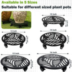 1 Pack Large Metal Plant Caddy with Wheels 13.5 Inches Heavy-duty Iron Rolling Plant Stand with Casters Indoor Outdoor Plant Roller Base Planter Movers Garden Dolly Coaster Trolley Black
