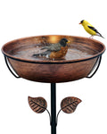 OUISJYER 13" Metal Bird Bath for Outside 3" Deep Removable Bowl with Stake