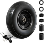 Wheelbarrow Wheel 13 Inch Flat Free 4.00-6 Solid Tire, Replacement Heavy Duty, with 5/8" and 3/4" Bearings 1.75" Center Hub, fits Garden Cart, Dolly, Hand Truck, Trailer, Utility Wagon, 1 Pcs