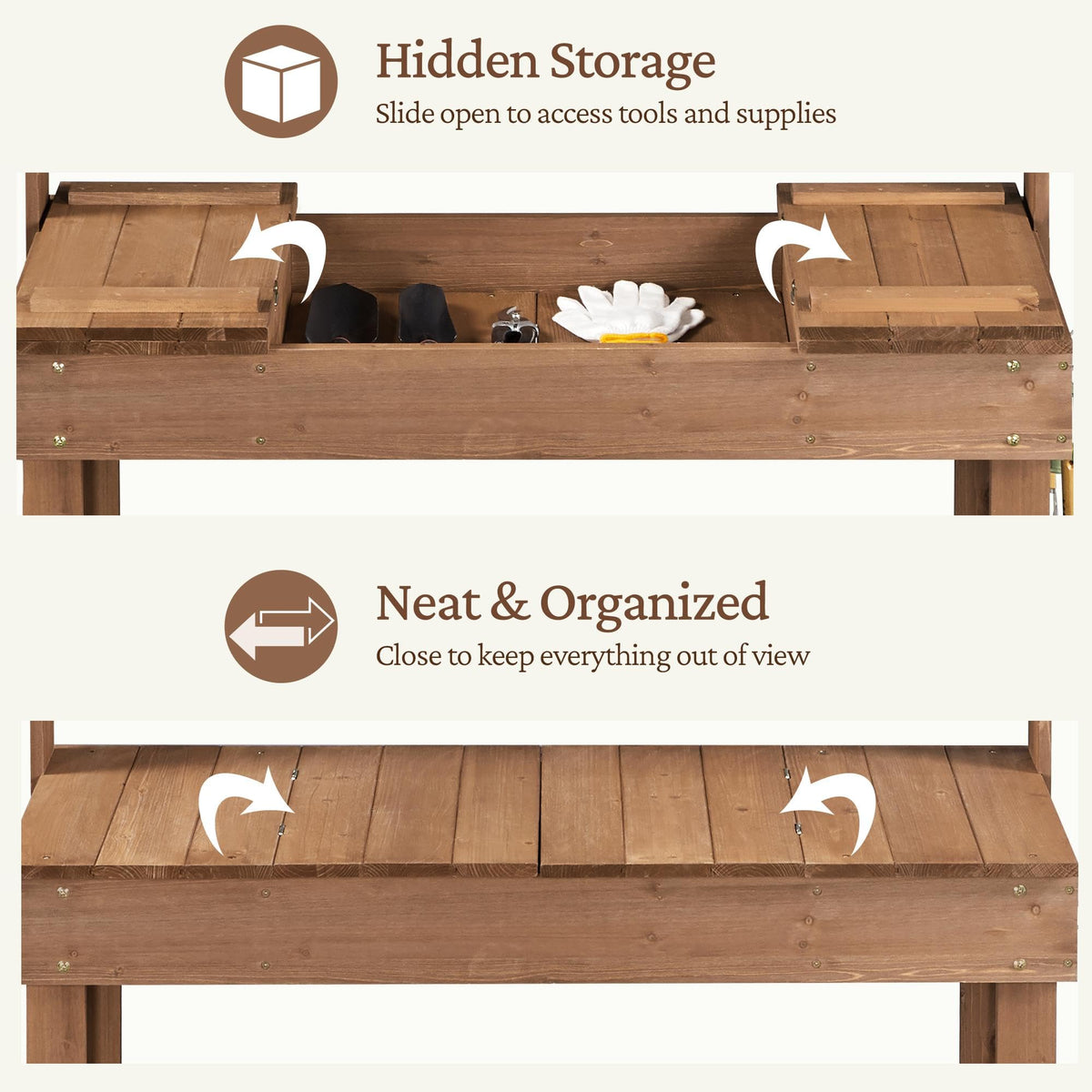 Yaheetech Outdoor Potting Bench, Sink, Display Rack & Storage Shelf,Brown