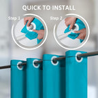 Furlinic Fabric Shower Curtain Liner,No Hooks Required,Waterproof Polyester Heavy Duty Bathroom Curtains with Weighted Hem Lead Wire,Teal Blue,Standard,72x72 Inch.