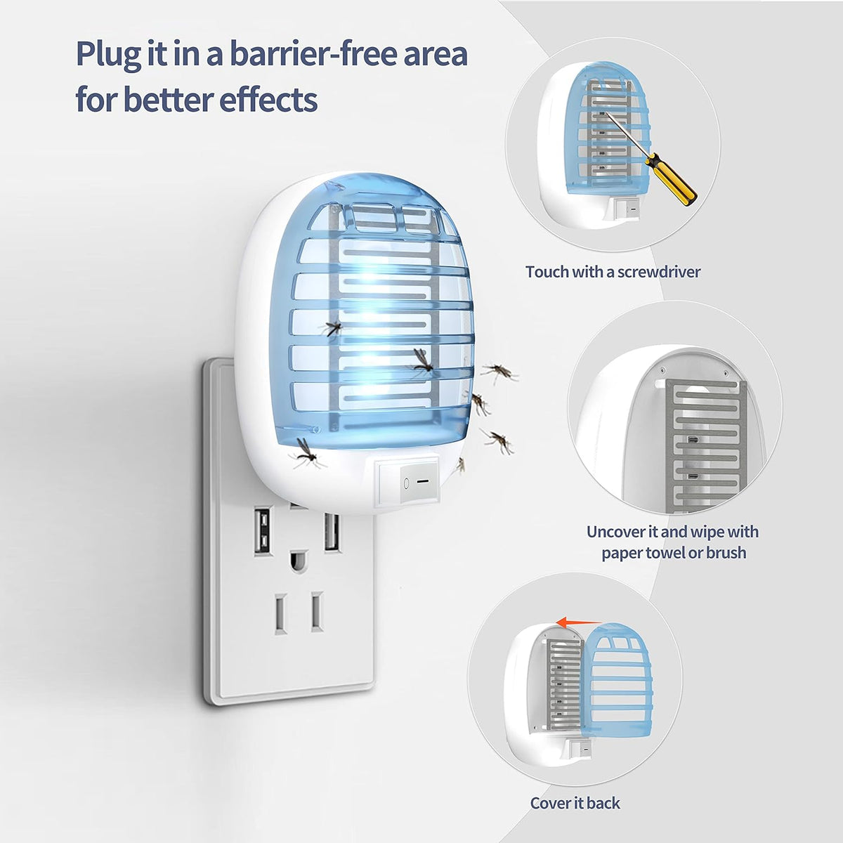 6 Packs Bug Zapper Indoor, Fly Traps for Indoors, Insect Traps for Home Mosquito Killer for Kids & Pets, Home, Kitchen, Bedroom, Baby Room, Office-2