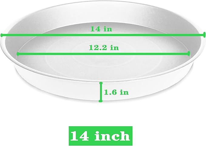 4 Pack of 14 inch Plant Saucers, Plant Saucer 14" Round, Plastic Plant Tray for Flower Pots, White Planters for Indoor Plants, Plant Trays for Planter 12-15" (14", Creamy White)