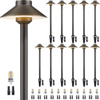 Brass Low Voltage Path Lights, 12V Landscaping Pathway Light IP65 Waterproof, Wired Walkway Lighting Outdoor, LED Bronze for Lawn Backyard with 3W 3000K Soft White G4 Bulb (12 Pack)