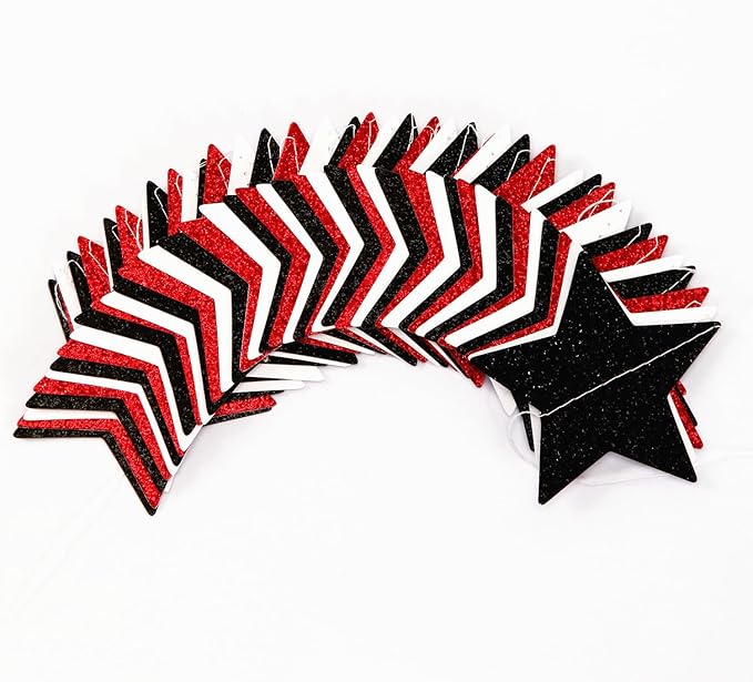 Black White-Red Birthday Party-Decorations Garland - 62FT Twinkle Little Star Graduation Hanging Streamers Banner,Wedding Baby Shower Backdrop, Vampire Classroom Decor Supplies Hugtmr