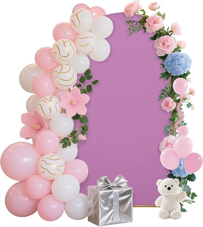 7.2FT Wedding Arch Covers Arch Backdrop Cover Arch Stand Covers Set Arch Cover Spandex Fabric Stretchy Backdrop for Wedding Birthday Party Decoration Baby Shower (Lilac)