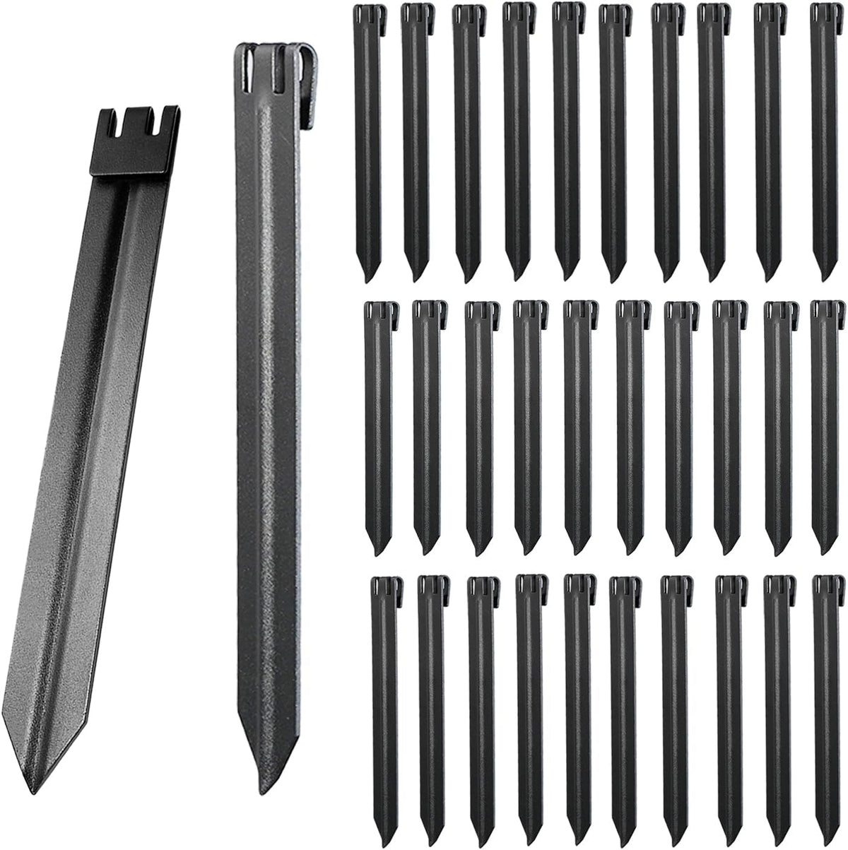 30Pcs 10Inch Black Metal Landscape Edging Stakes, No Installation for Corrugated Garden Landscape Edging/Terrace Board/Grass Barrier/Bender Board/Garden Liner/Tent pegs/Dog Stakes