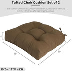 FUNHOME Outdoor Chair Cushions 19 x19 Inch,Water Resistant Tufted Seat Cushions 19",Reversible,Weather Resistant,Rounded Back Wicker Chair Cushion for Patio Garden Furniture(Coffee Brown)