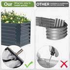 4x2x1.86ft Raised Garden Bed - Galvanized Deep Root Planter Boxes Outdoor with Wing Nuts and Safety Edges for Gardening Vegetables, Flowers, Herbs, Succulents - Gray