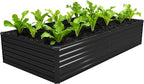 DIIYIV 8x4x1.5FT Galvanized Raised Garden Bed,Vegetable Boxes-Rectangle Metal Flower Box,Large Planter Raised Beds Outdoor Garden for Planting,Fruit,Herb-Black