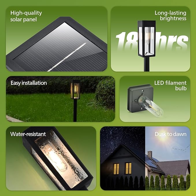 Philips 6 Packs Solar Pathway Lights Outdoor, Glass Metal Led Garden Landscape Lightings, 3000K Warm White, Waterproof for Decor Yard, Walkway, Patio, Driveway, Lawn
