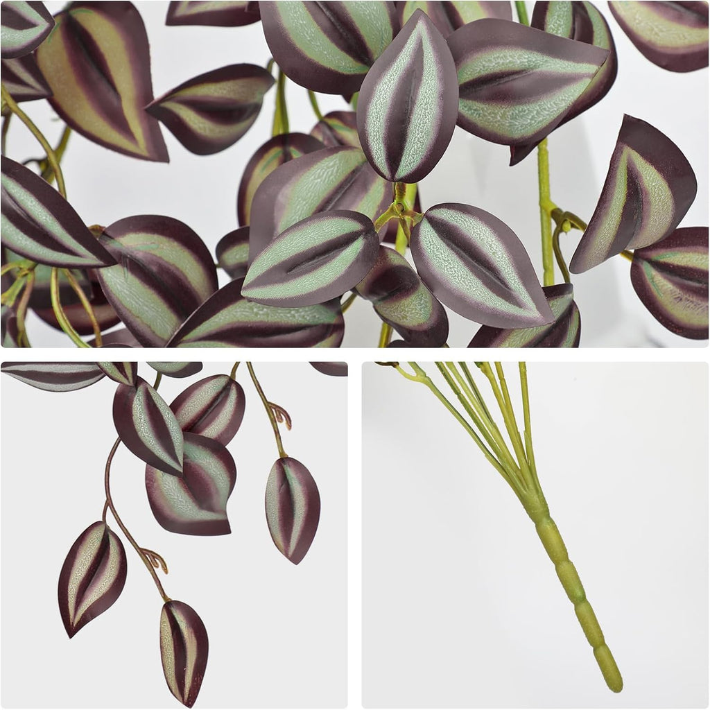 DILATATA Fake Hanging Plants Artificial Hanging Plants 22" Faux Wandering Jew Hangings Leaves Plant for Wall Shelf Home Indoor Outdoor Decor - 5 Pack