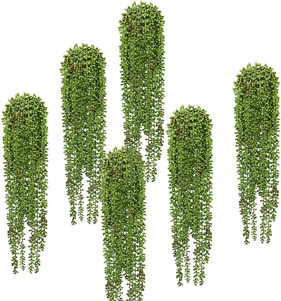 6 Pcs String of Pearls Plant Artificial Hanging Succulents Plants for Home Garden Decor