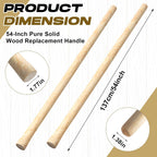 Lasnten 2 Pcs 55 Inch Pure Solid Wood Replacement Hoe Handle for Garden Digging Spading Fork, Shovel Handle Replacement, 1.38-1.77 Inch Diameter