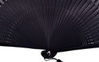 Amajiji 8.27"(21cm) Hand Held Bamboo Silk Folding Fan Hand Fan,Chinese/Japanese Charming Elegant Vintage Retro Style,Women Ladys Girls Best Gifts (Black-2)