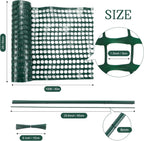 Plastic Garden Fencing Roll Safety Construction Barrier Outdoor Snow Mesh Fence Garden Netting, 1.2 Inch Mesh, Coated Iron Wire Support Stakes, Cable Ties for Garden (Green,2 x 100 Feet)