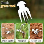 Weed Puller Tool，2025 New Garden Weeder Tool Stainless Steel Hand Weeder Tool,4 Teethes Dual Purpose Weed Remover Tool Weeding Tools for Gardening (Rubber Handle)