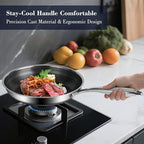 10 Inch Hybrid Non Stick Frying Pan Set Skillet Stainless Steel Skillet Chef's Pan with Matching Lid, PFOA-Free Non-Toxic Cookware, Dishwasher & Oven Safe, Induction Compatible All Cooktop