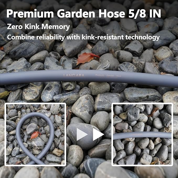 Heavy Duty Premium Garden Hose 125ft x 5/8", 300PSI Working, 1000PSI Burst, Hybrid Rubber Water Hose with Transparent Swivel Handle - Hot/Cold Water - Five Layered Braiding with Brass fittings (Grey)