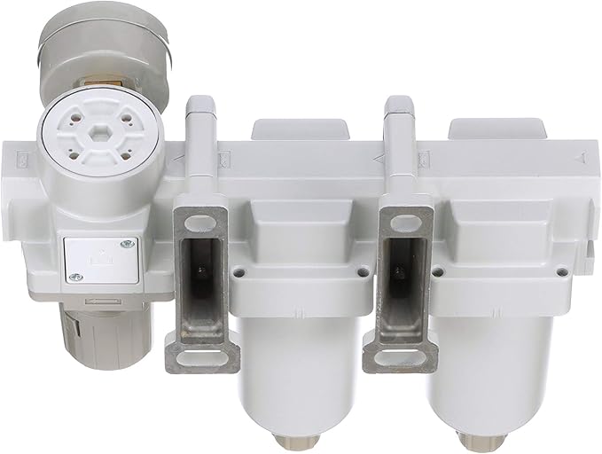 PneumaticPlus SAU430-N06G-MEP Three Stage Air Drying System Particulate Air Filter, Coalescing Filter, Air Pressure Regulator Combo 3/4" NPT - Metal Bowl, Manual Drain, Bracket, Gauge
