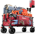 49" L Collapsible Foldable Extended Wagon with 500lbs Weight Capacity,300L Heavy Duty Beach Cart,Large Utility Wagon with Cup Holders,Cart for Sports,Outdoors,Grocery,Shopping (Rosepink)